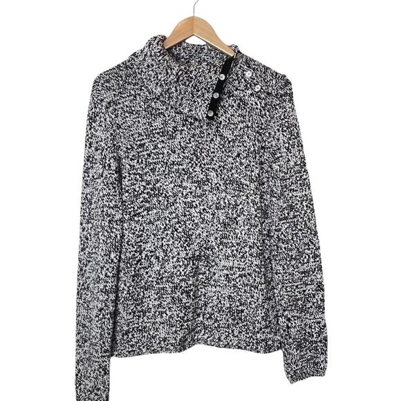 Jones New York Country sweater M gray heather split collar pullover - Picture 1 of 8